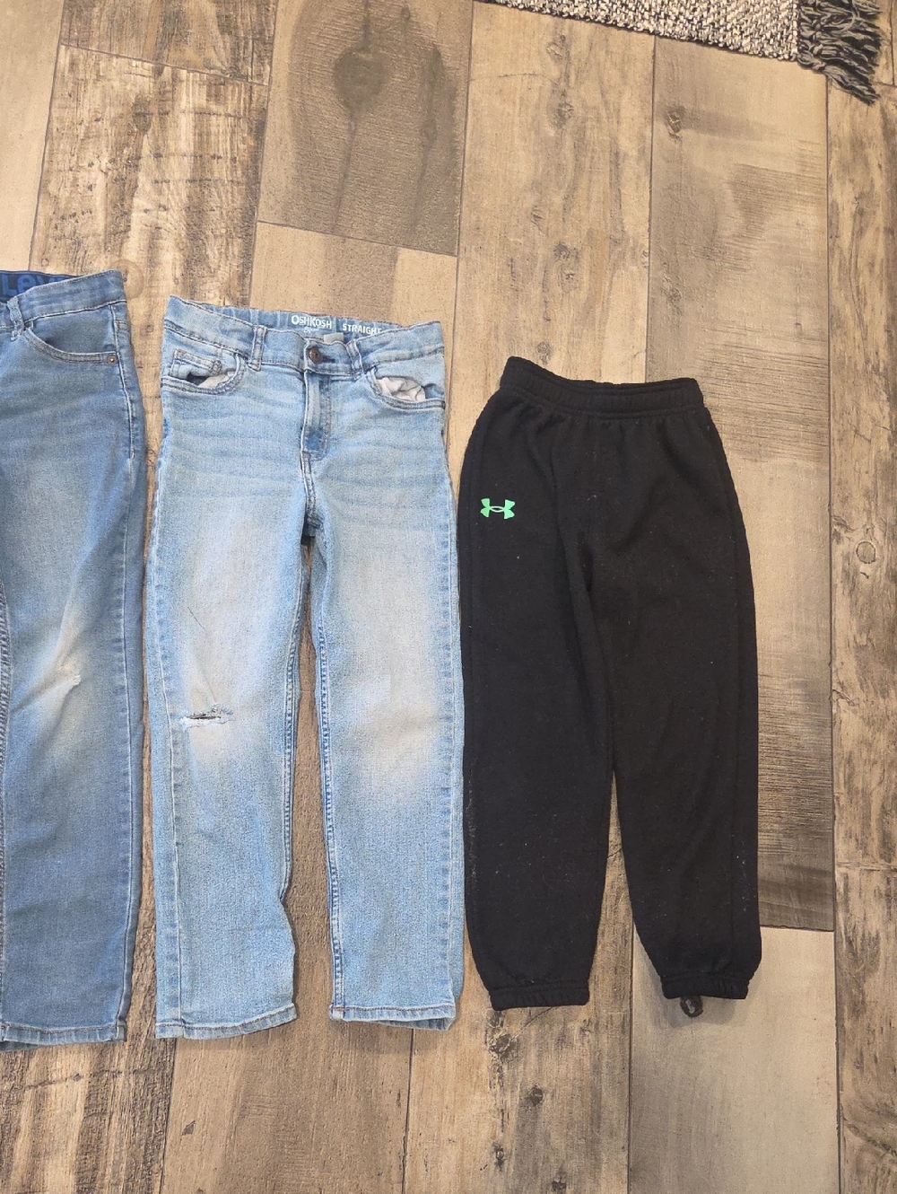 Under Armour Black Sweatpants with Green Logo & Three Blue Denim Jeans - Picture 3 of 6